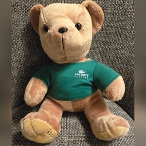 LACOSTE Teddy Bear Green Shirt Alligator Emblem Plush 12" tall Limited EDT